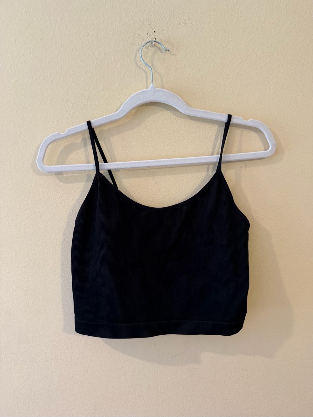 wild fable Black Ribbed Spaghetti-Strap Crop Tank